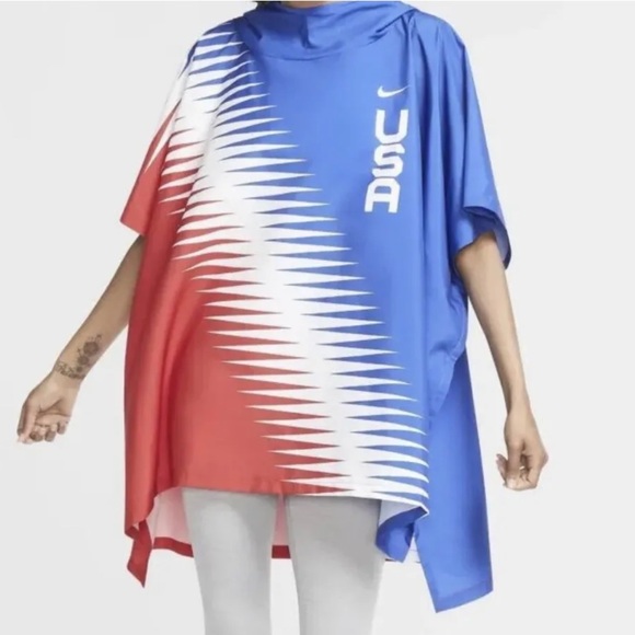 Nike Team USA Marathoner Running Windcheater Rain Poncho Jacket S/M World Cup - Picture 3 of 13